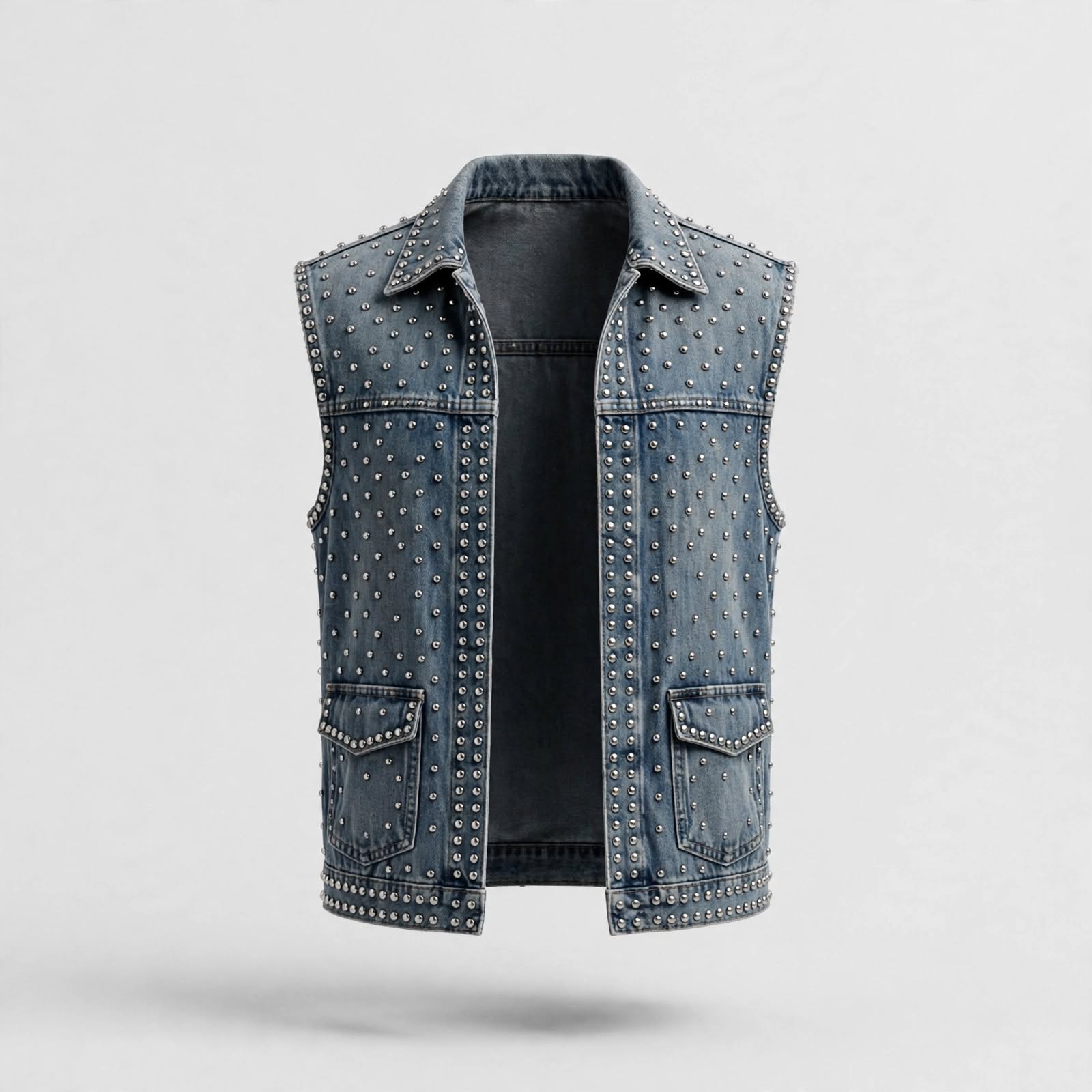 Studded Denim Vest